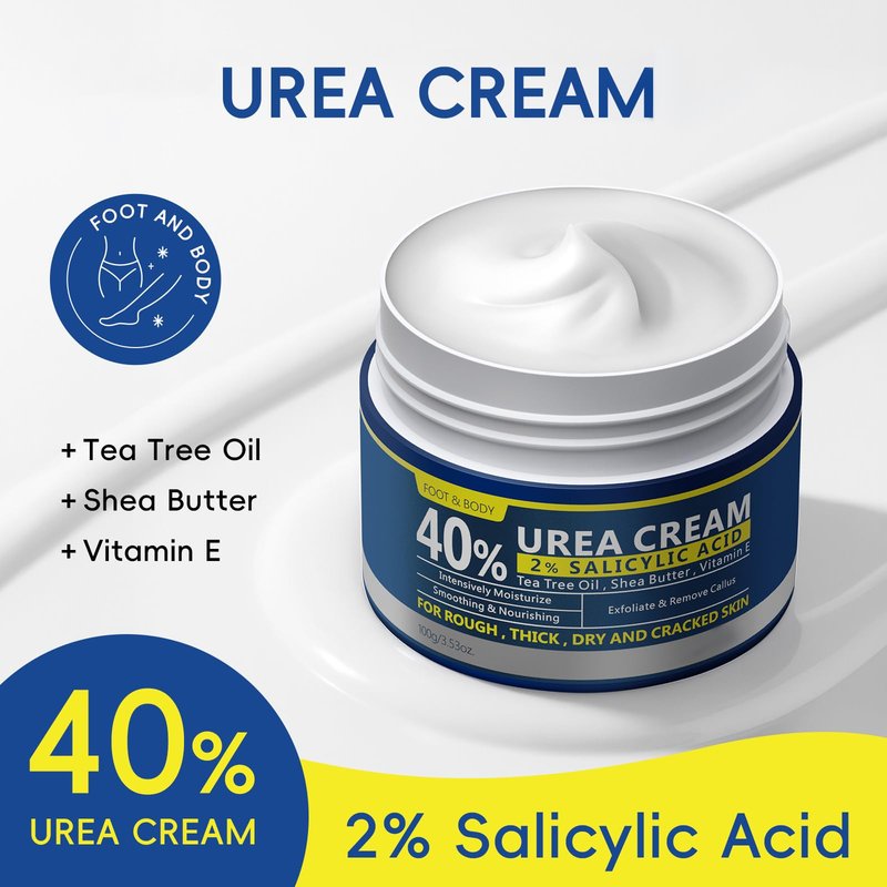 2 Pack Urea Cream 40% + 2% Salicylic Acid, 3.53 oz - Maximum Strength Foot & Hands Moisturizer for Rough, Dry Cracked Skin, Callus Remover with Deep Hydration, Intensive Repair for Feet, Heels