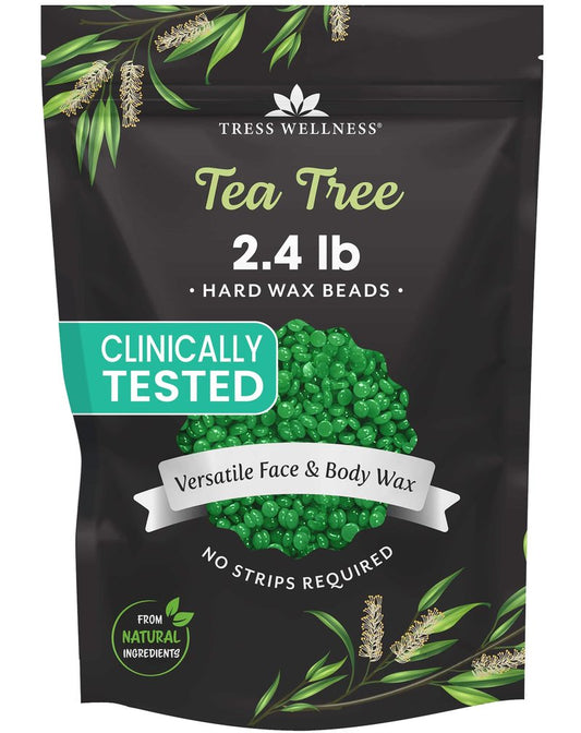 Tress Wellness Wax Beads - Safe for Skin - Dermatologically Tested - At-Home Kit for Bikini, Brazilian & Full Body - Tea Tree 2.4 lb F8
