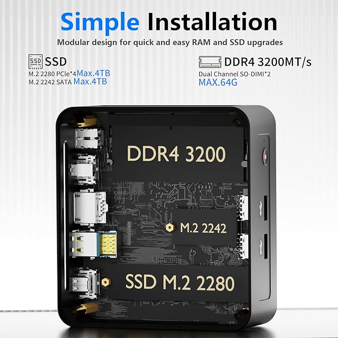 EGSMTPC Mini Desktop Computer, Intel Core i5-12450H (Up to 4.40GHz), 16GB DDR4 RAM, 512GB M.2 SSD, Mini PC Supports Triple 4K Display, USB 3.2, Wi-Fi 6, BT 5.2, RJ45 2.5G