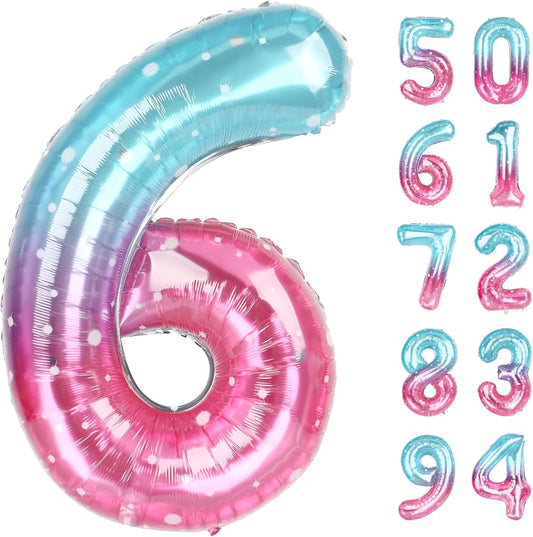 Starry Sky 40-Inch Number 6 Balloon - Perfect for Birthday Decorations & Party Supplies