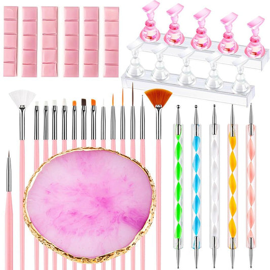 Nail Art Tools, Nail Brush, 15 PCS Nail Art Brushes, Resin Nail Art Palette,5 PCS Nail Dotting Tool,2 Sets Nail Stand,Nail Tools, Nail Design Tools for Nail Art DIY