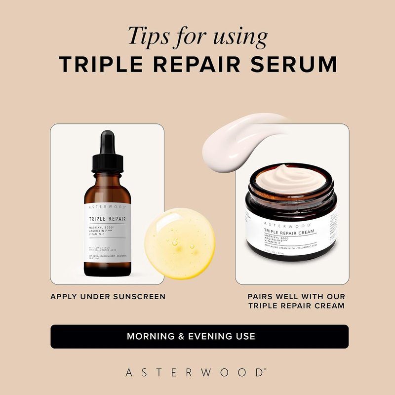 Asterwood Matrixyl 3000 Serum - Anti-Aging Hyaluronic Acid & Vitamin C for Hydration | 1 Fl Oz
