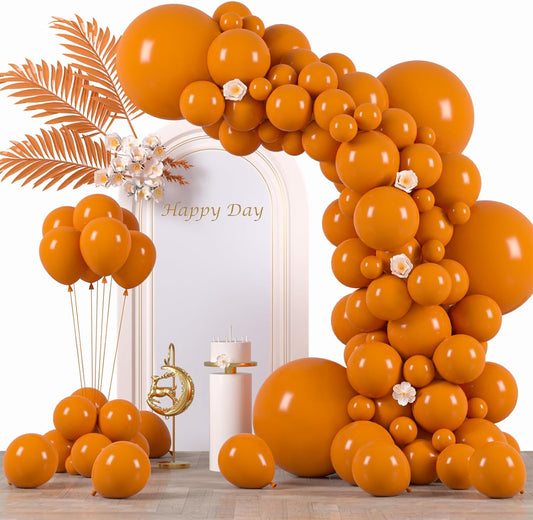 Voircoloria Burnt Orange Balloon Garland Kit - 130pcs Retro Latex Balloons in Various Sizes for Parties & Events