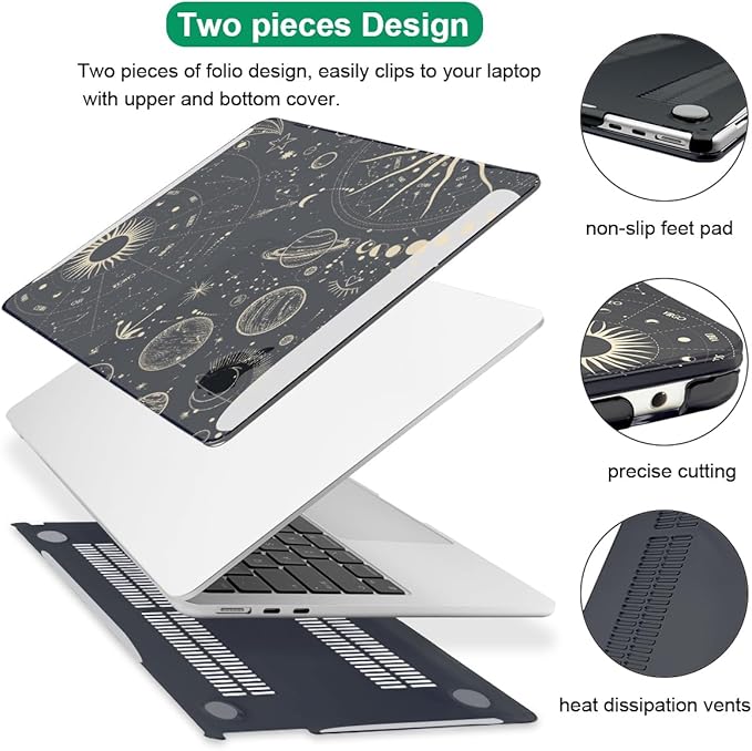 LCMOCICO for MacBook Air 13 inch Case M5 M4 M3 M2 Chip 2026 2025-2022 Release A3449 A3240 A3113 A2681, Scratch Resistant Hard Shell Protective Laptop Cover for Mabook Air 13.6 M5 2026, Constellation