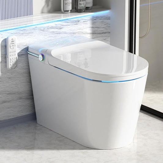 Luxury Smart Toilet Built In, Bidet with Heated Seat,Warm Water Sprayer & Dryer, Japanese Toilet with Foot Sensor Operation,LED Display