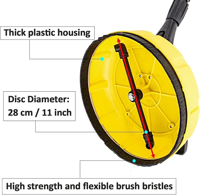 Pressure Washer - Flat Cleaner Attachment with Connector, Rotary Cleaning Tool Outdoor Use, Durable Power Wash Equipment, Splash-Free Design | Accessories for Concrete Decks Patios Walkways