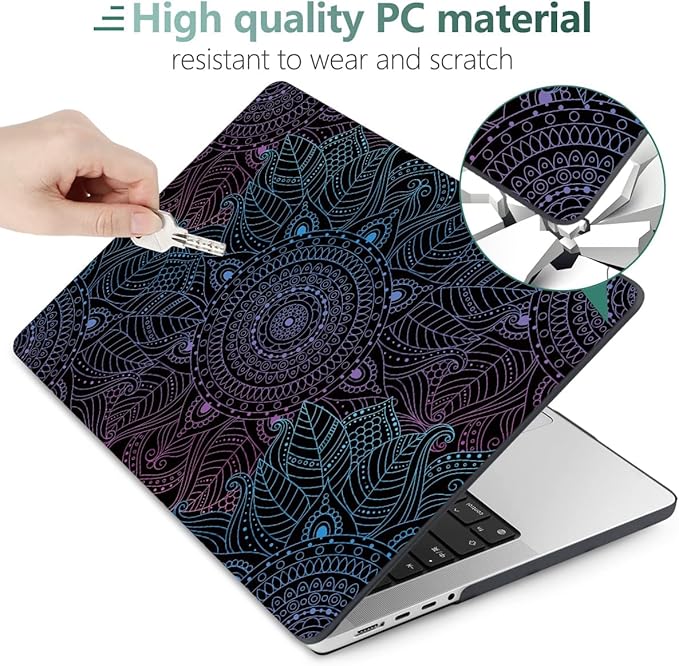 DONGKE Compatible with MacBook Pro 16 Inch Case (2026-2021 Release, M5 M4 M3 M2 M1 Pro/Max Chip), Plastic Hard Shell Cover with Keyboard Cover & Screen Protector for MacBook Pro 16", Colorful Mandala