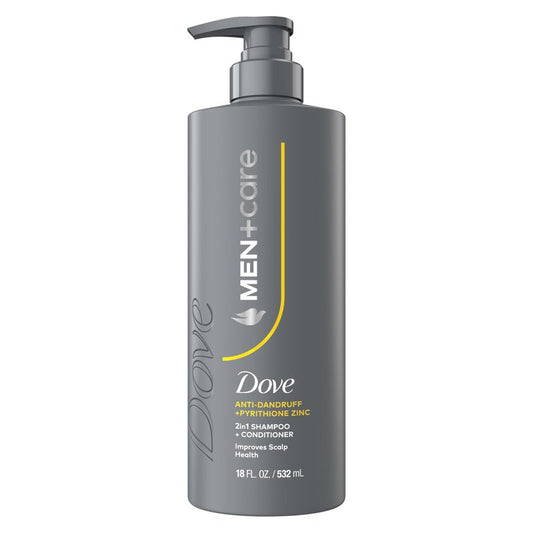DOVE MEN+CARE 2-in-1 Shampoo + Conditioner Anti-Dandruff 1 ct to Improve Scalp Health, with Pyrithione Zinc, 18 oz
