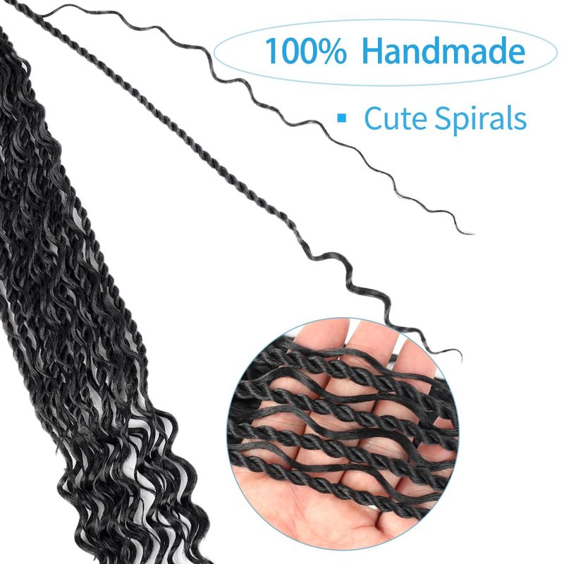 Senegalese Twist Crochet Hair - 18 Inch Natural Black Boho Braids | Curly Ends (9 Packs)