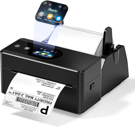Thermal Printer with Touchscreen – Upgraded Bluetooth 4x6 Thermal Label Printer with Label Holder for Small Businesses, Compatible with Phone, PC, Tablet, Widely Used for Amazon, Shopify, Etsy, Tiktok
