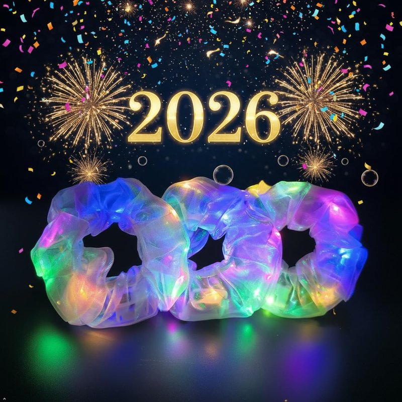 20Pcs Light Up Scrunchies with 12Pcs Satin Hair Ties, LED Hair Scrunchie for Women & Girls, Glow in the Dark Party Supplies Party Favor Festival Rave Accessories for Neon Outfit Glow Party