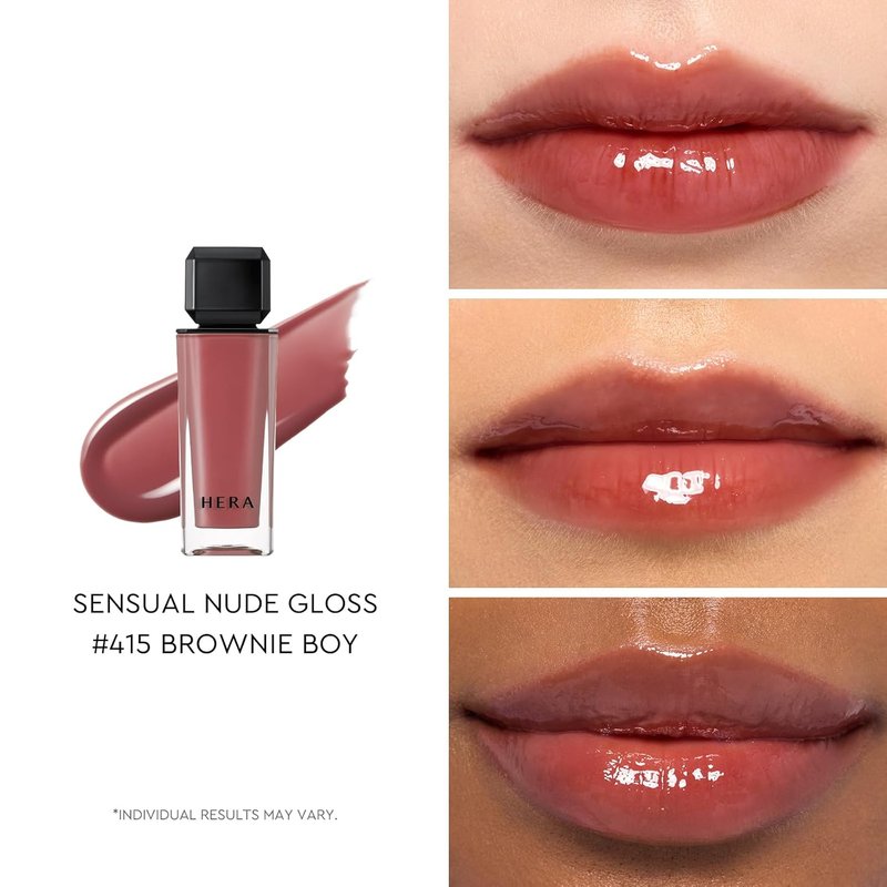 HERA Sensual Nude Lip Gloss #415 Brownie Boy - Volumizing Sheer Finish, Non-Sticky & Hydrating | 0.17 oz (5g)