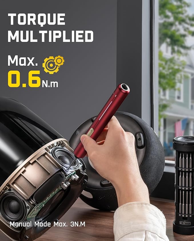 Fanttik E2 Ultra Electric Screwdriver, 0.6N.m Mini Screwdriver Set, 50 Magnetic Bits, 5/32'' Precision Screwdriver for Laptop, PC, Phone, 3D Printer, RC Cars, Electronics Repair Tools for Dad (Red)