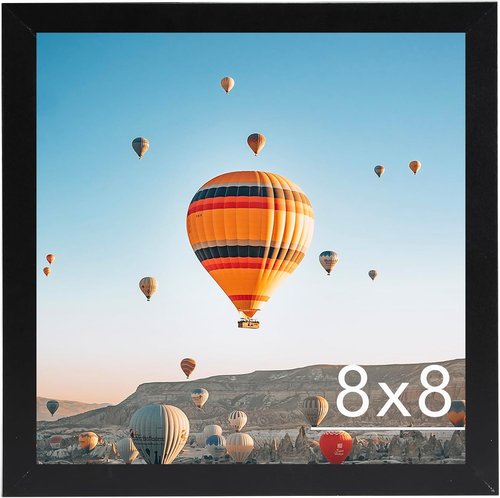 JCJMY 8x8 Black Picture Frame - Versatile Wall & Tabletop Display with Shatter-Resistant Plexiglass