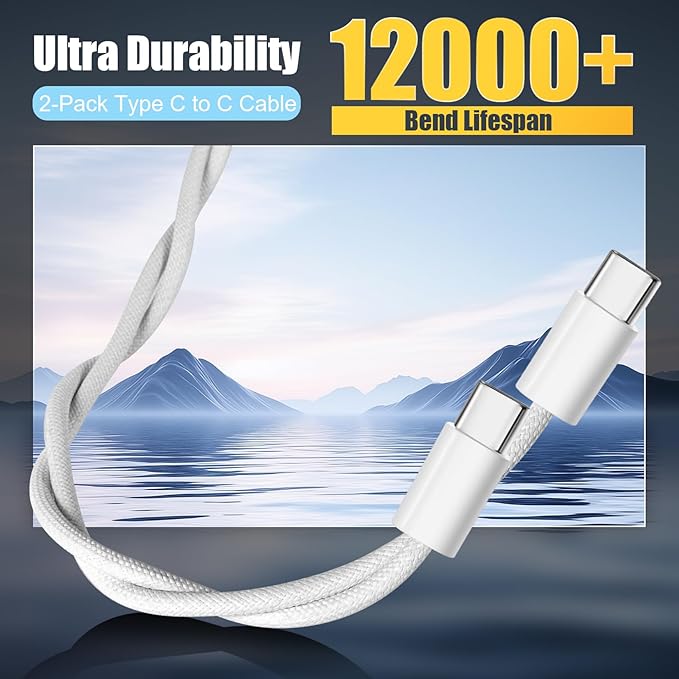 iPhone 17 16 15 Charger Fast Charging,6FT Woven USB C Charger Fast Charging Cord,2Pack Dual Port USB C Chargers Block,Double Type C Chargers for iPhone 17/17 ProMax/17 Air/16 ProMax/16e,15 Pro/15 Plus