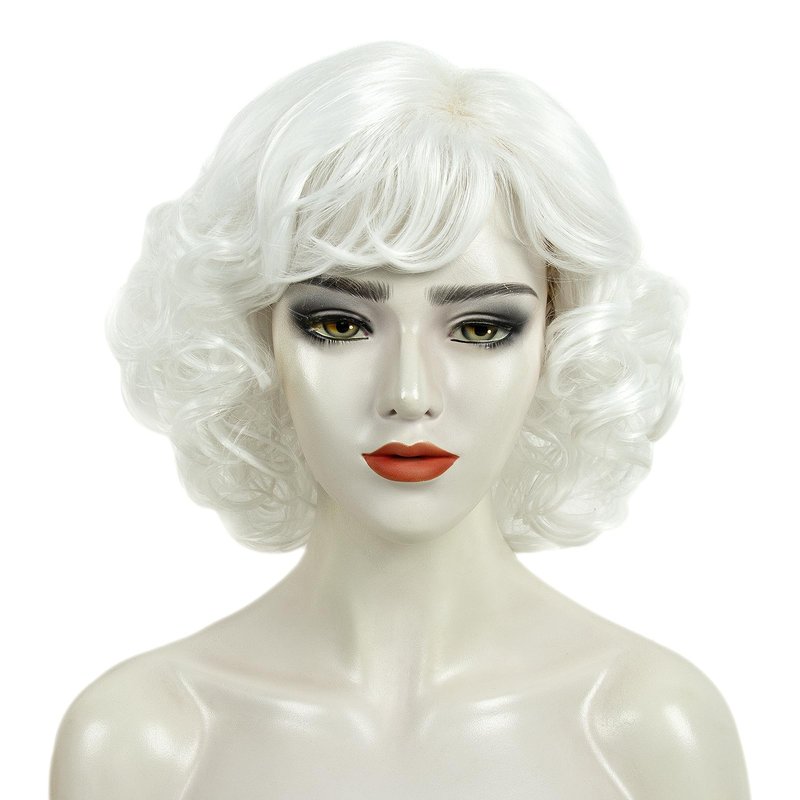 MEDISIFA Short Curly Wigs for Women Heat Resistant Synthetic Hair Wave Womens Wigs (Silver)