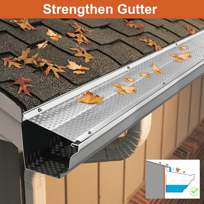 5 inch Gutter Guard, 26 Pack, 104ft, Aluminum Mesh Leaf Guards, DIY Leaf Filter Gutter Protection Cover, Raptor Gutter Guard Cleaning Tools for Downspout, Roof, with Screws