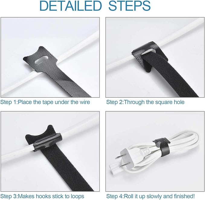 HMROPE 60PCS Fastening Cable Ties Reusable