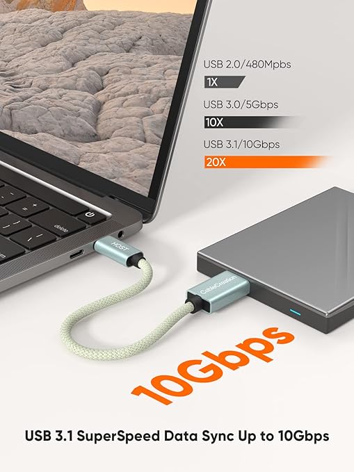 CableCreation USB C to Micro B Short Cable 1FT, 10G Micro B to USB C 3.1 External Hard Drive Cable for iPhone 15/16/17,Samsung Galaxy S24,Seagate WD Westgate My Passport,MacBook Pro/Air, iPad/Tablet
