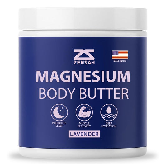 Zensah Magnesium Body Butter for Athletes - Muscle Recovery Cream with Lavender and Menthol, Workout Gifts for Men, Enhance Sleep, Muscle Soreness Relief for Runners Gift Basket