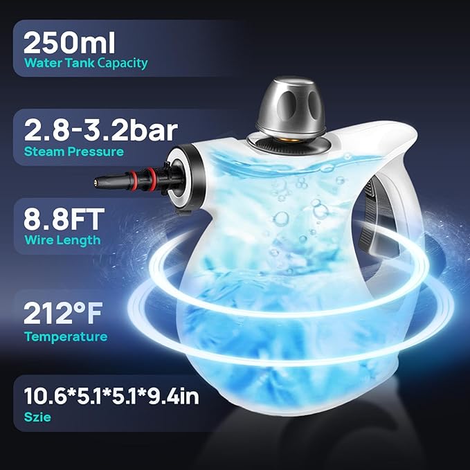 Steam Cleaner, Pressurized Multi-Surface Natural Handheld Steam Cleaner for home with 12pcs Accessories & Safety Lock â Steamer for Cleaning Home Use, Tile, Grout, Window