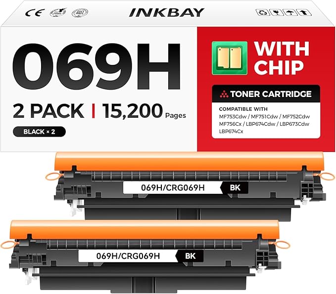 069H 069 Black Toner Cartridge 2-Pack MF753Cdw Replacement for Canon 069 069H Toner Compatible for Canon Color imageCLASS MF753Cdw MF751Cdw LBP674Cdw Laser Printer Ink All-in-One MF750C LBP670C Series