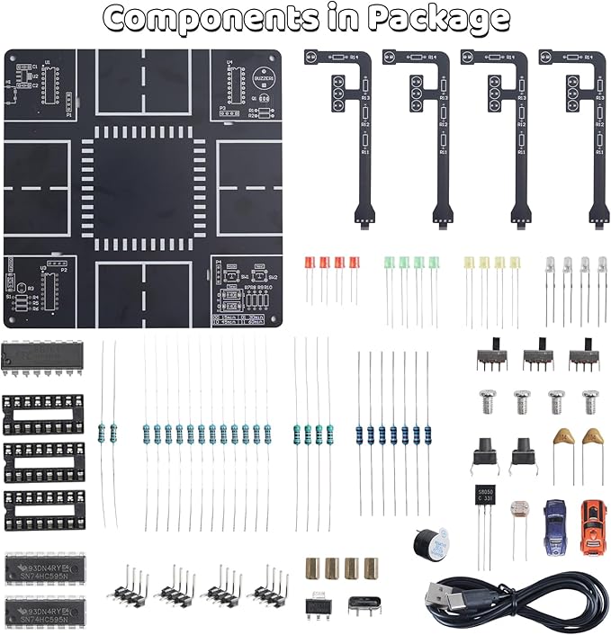 MIOYOOW LED Traffic Light Soldering Kit, STEM Educational Electronics Project with Sounds DIY Traffic Signal Light Circuit Board Soldering Practice Kit for Home School Learning