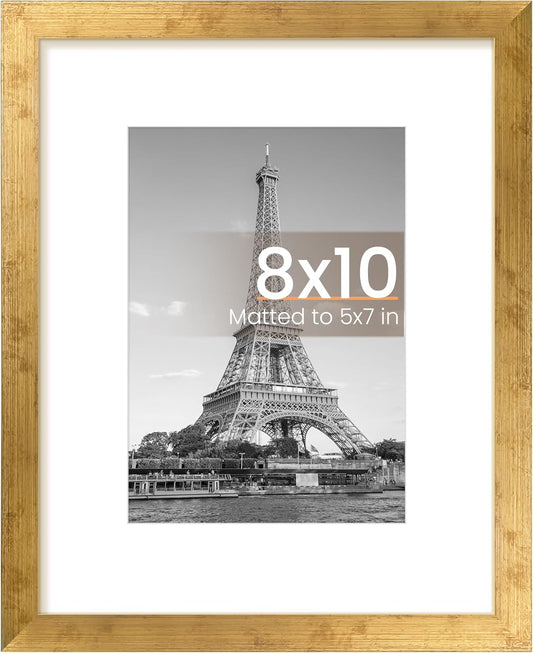 Upsimples 8x10 Picture Frame - Versatile Display for 5x7 with Mat or 8x10 Without Mat | Bronze Finish, 1 Pack