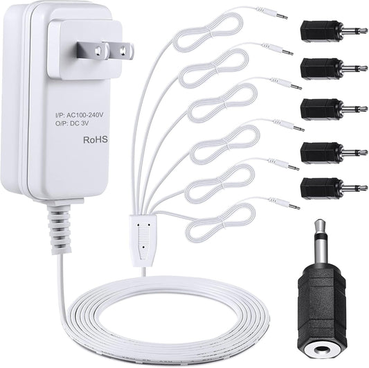 Meonum Power Adapter - UL Listed 3V AC/DC Cord with 6 Selectable Plugs for Christmas Village Decor