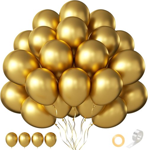 Gold Balloons 60 PCS - 12 Inch Metallic Gold Balloons for Birthday, Baby Shower & Party Decor
