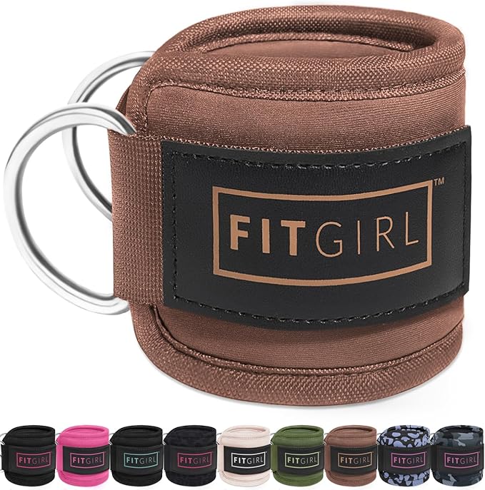 FITGIRL - Ankle Strap (Single) for Cable Machines and Resistance Bands, Work Out Cuff Attachment for Home & Gym, Glute Workouts - Kickbacks, Leg Extensions, Hip Abductors, Women Only (Cocoa Brown)