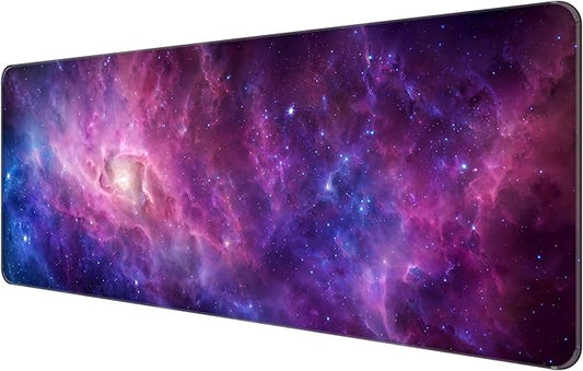 Dynippy Thin Extended Gaming Mouse Pad （31.5 * 11.8 * 0.08 inch） with Stitched Edges Large Mousepad Long XXL Keyboard and Mouse pad Desk Mat for Gaming Office & Home - Galaxy Nebula