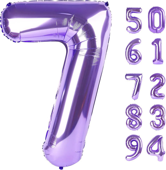 Purple 7 Balloon - 40 Inch Number Balloon for 7th Birthday Party Decorations
