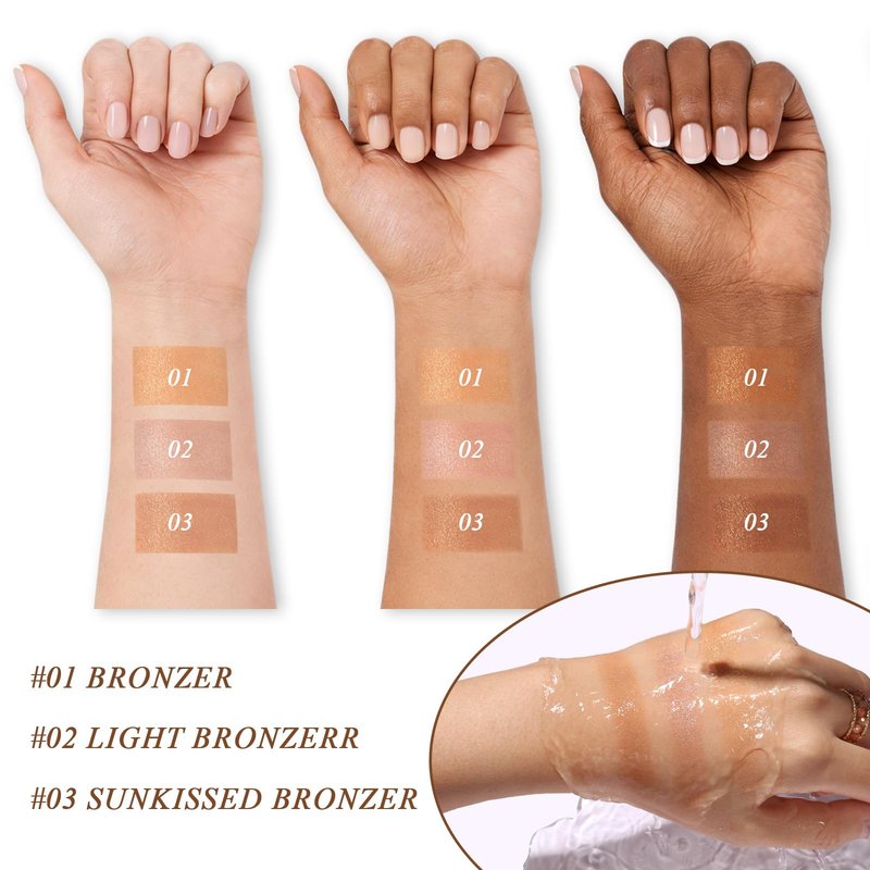 UCANBE Baked Luminous Bronzer Skin Enhancer, Buildable Powder Bronzer, 2-in-1 Highlight and Contour, Ultra-Fine Smooth Formula, Long-Lasting Natural Sunkissed Glow - 03 Rich Cocoa (Deep Bronze)