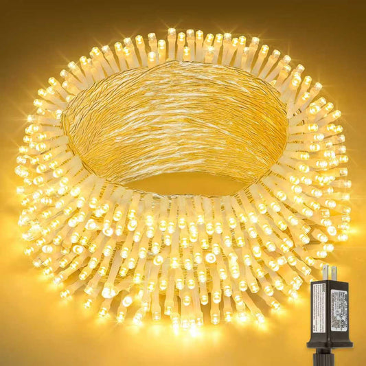 YOUNGAR 98FT Outdoor String Lights - 200 LED Fairy Twinkle Lights with 8 Modes | Warm White for Home, Garden, Party Decor