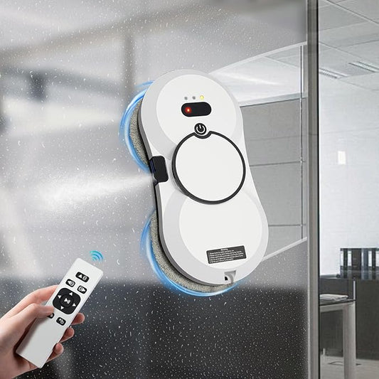 Smart Glass Cleaner - Automatic Window Washer with Strong Suction, Remote Control for Glass/Door/Tiles (White)
