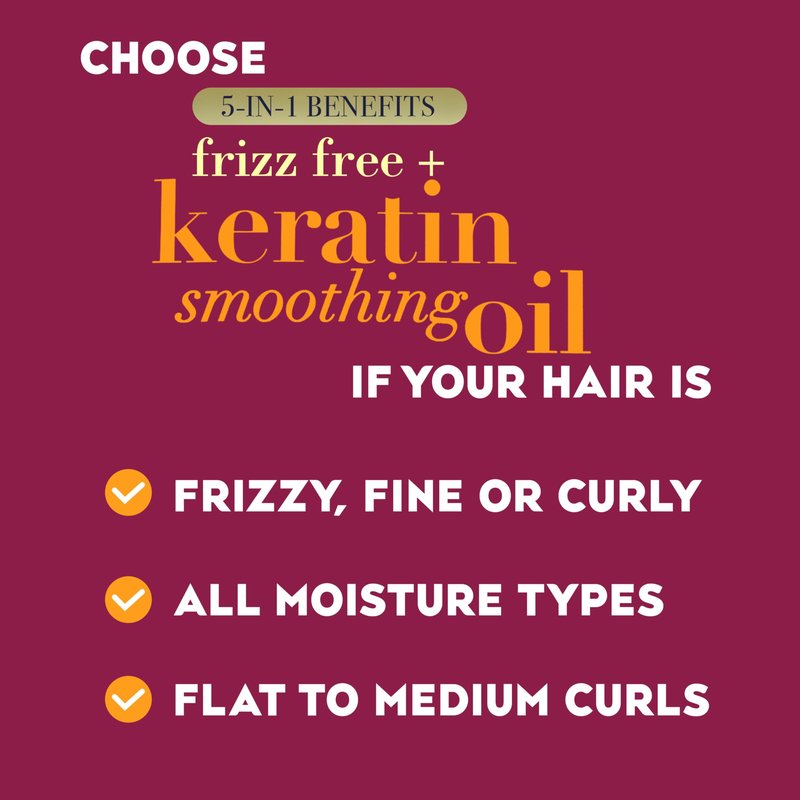 OGX Frizz-Free + Keratin Smoothing Oil Shampoo, 25.4 fl oz