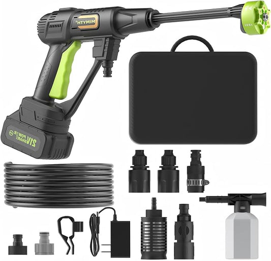 Cordless Pressure Washer Battery Powered; 990PSI Cordless Power Washer with 6-in-1 Nozzle, 23FT High-Elastic Hose, 21V Battery&Charger; Portable Handheld Pressure Washer Cleaner for Home (DH02-21)