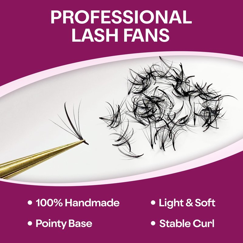 GLAMGAZE 750 Wispy Promade Fans - 5D 7D 9D, C D CC Curl 0.05-0.07mm Thickness Mixed Length - Handmade Wispy Eyelash Extensions Loose Premade Lash Fans Soft Spikes Volume Lash (9D-0.05-CC, 11/12/13)