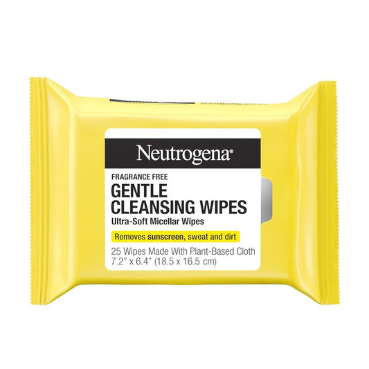 Neutrogena Gentle Facial Cleansing Wipes - Ultra-Soft Micellar Face Wipes for Sensitive Skin | 25 Count