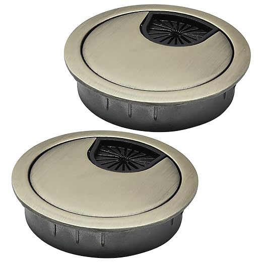 EASYEAH 2 Pcs Desk Grommet 2-1/16" / 53 mm, Desk Cord Hole Cover, Cable Grommet Metal Zinc Alloy Materilal, Desk Hole Grommet for Home & Office Pc, Detachable Cable Cord Organizer-Bronze