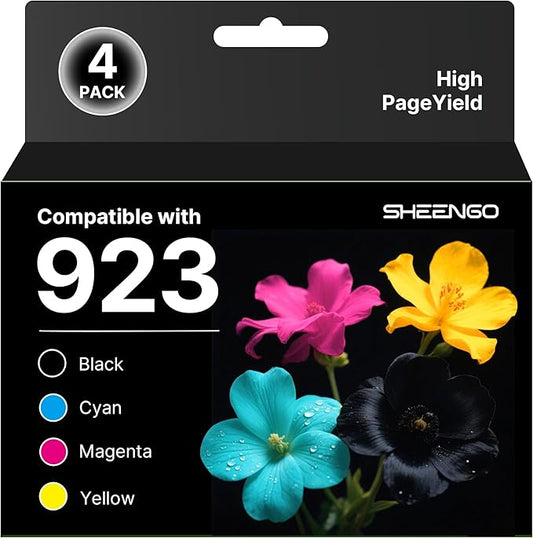 SHEENGO Comaptible Remplacement Ink Cartridge for 923 4 Pack Without Chip