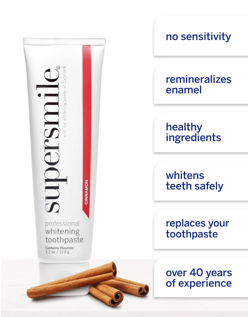 Supersmile Professional Whitening Toothpaste Bundle - Enamel-Safe Cinnamon Flavor for Sensitive Teeth | Accelerator Included