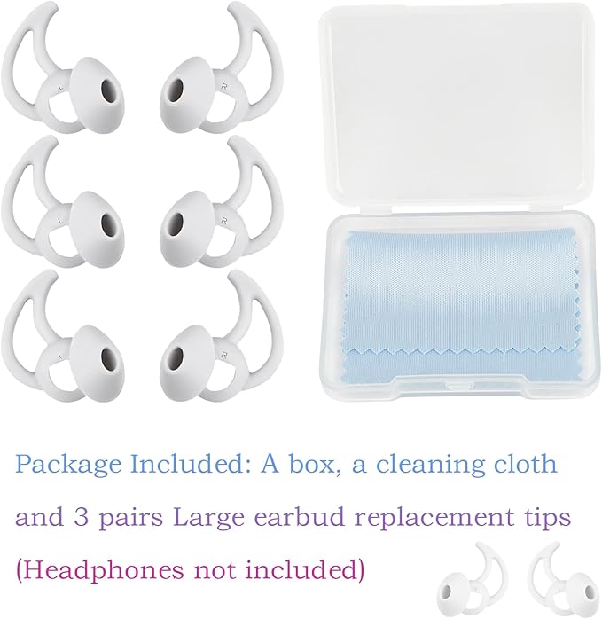 WKYMY Replacement Earbud Tips Silicone Earbud Covers Ear Tips Compatible with Bose Quietcomfort and Sport Headphone Ear Bud Tips Large 3 Pairs