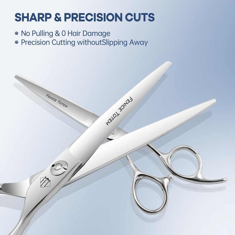 Fenice Totem CNC Hair Scissors, Smooth Mirror Blades, Professional Cutting with Long Lasting Sharpness (Straight)