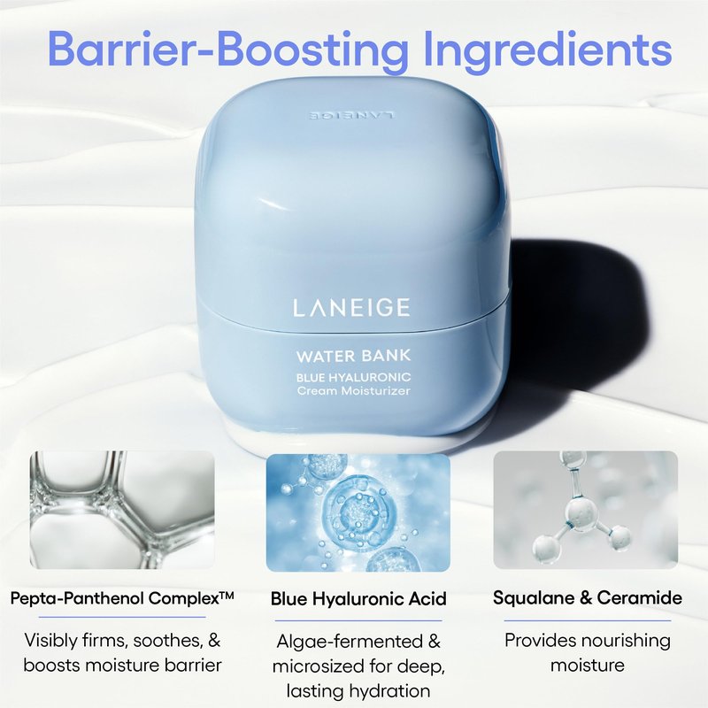 LANEIGE Water Bank Cream Moisturizer & Refill Duo Set: Hydrating Korean Face Cream with Squalane & Ceramide for Skin Barrier Support, Dermatologist-Tested
