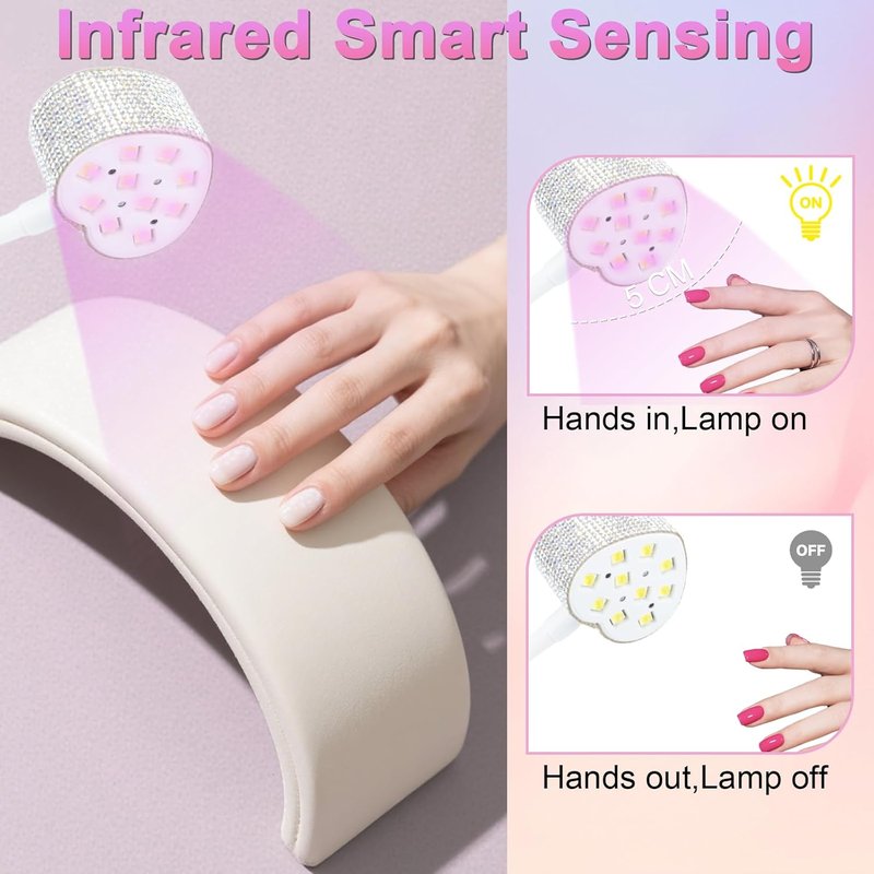 Mini UV Nail Lamp - 30W Fast Curing Gel Nail Light with Auto Sensor & 2 Timers | Rechargeable for Home & Salon Use