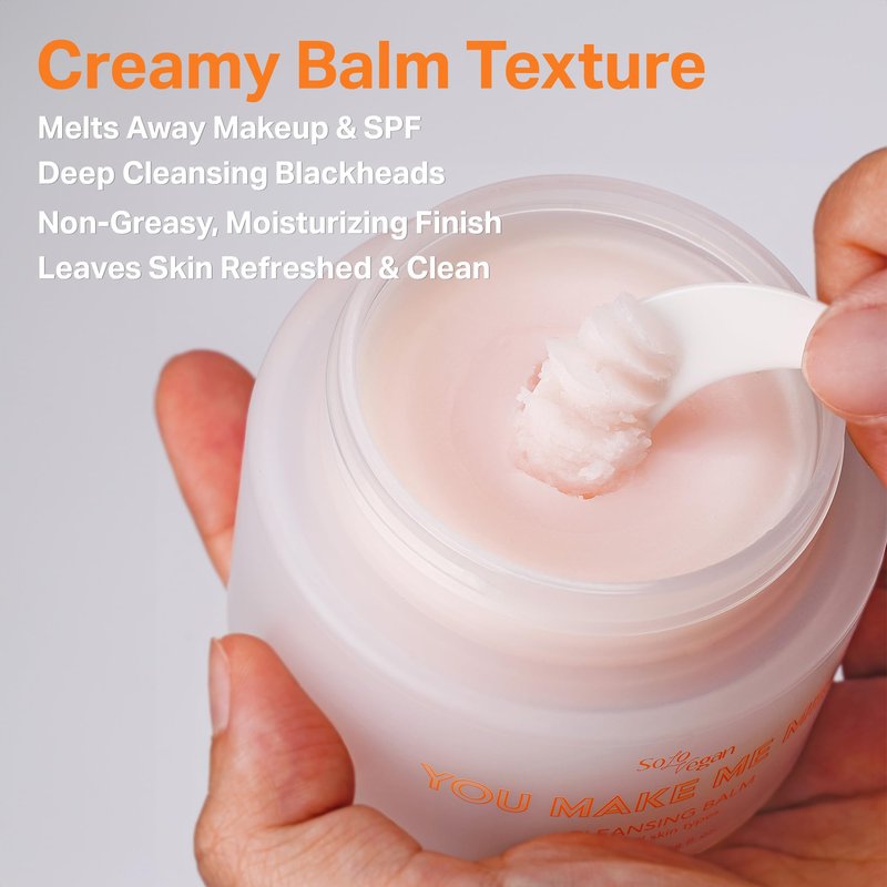 SoloVegan You Make Me Melt Cleansing Balm, Waterproof Makeup Remover, Face Cleanser, Oil Based Cleanser, Korean Skincare