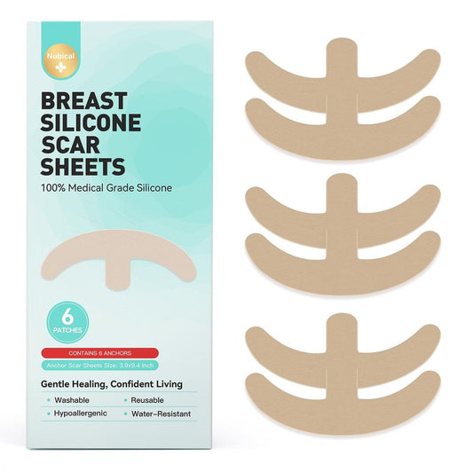 Silicone Scar Sheets for Breast – 6 Anchor Shape Patches | Medical Grade Silicone, Hypoallergenic & Reusable for Breast Lift, Reduction, Augmentation or Mastectomy Surgery Scar Removal