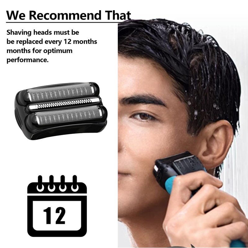 21B Series 3 Replacement Foil and Cutter Compatible with Braun Series 3 Replacement Head & for Braun S3 Wet and Dry Replacement Head,for Series 3 Electric Razor 5409 3010s 3040s 340s-4 300s 310s